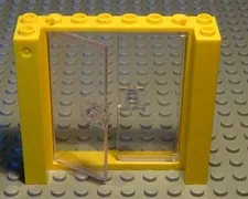 Lego Door 2x8x6 Yellow with Transparent Doors