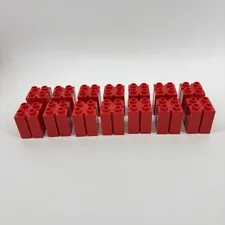 Lego Duplo Red 2X2X2 Column W/ Vertical Grooves Lot Of 14 Vintage Bricks