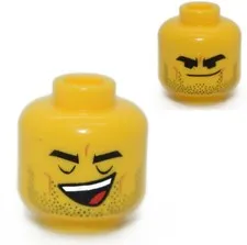 LEGO Minifigure Head Male Beard Stubble yawn tired smirk thick eyebrows 6256433