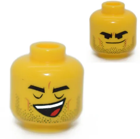 LEGO Minifigure Head Male Beard Stubble yawn tired smirk thick eyebrows 6256433