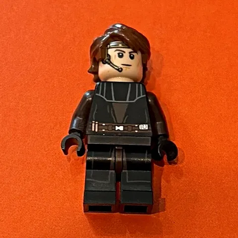 LEGO Star Wars Minifigure Figure Black Outfit w/ Brown Hair Plastic (Single)