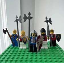 Vintage LEGO Castle Guard Knight Minifigure Lot Shields Halberds Weapons x5