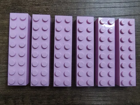 LEGO Lot of 6 Light Pink 2x8 Bricks 