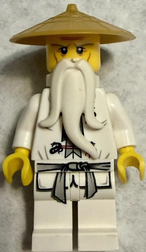 LEGO NINJAGO Sensei Wu Minifigure njo0064 Pearl Gold Hat White Robe