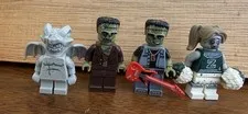 Lego Minifigures Frankenstein, Frankenstein/guitar, Zombie Cheer, Gargoyle Used