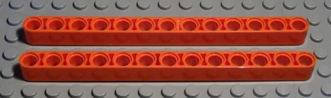 Lego Technic Perforated Beam 1x13 Dark Orange 2 Pieces