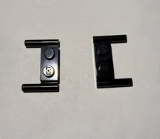 Lego Parts-Plate, Modified 1x2 With Bar Handles-Flat Ends (#3839b)-Black-(2)
