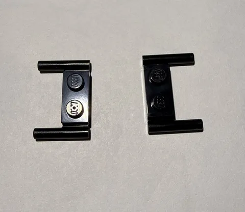 Lego Parts-Plate, Modified 1x2 With Bar Handles-Flat Ends (#3839b)-Black-(2)