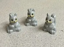LEGO DUPLO GREY GRAY SQUIRREL Black Eyes Forest Backyard Animal Pet Lot Of 3