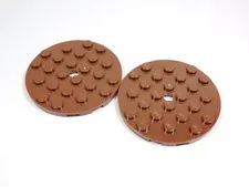 LEGO 2 Reddish Brown 6x6 Round Plates O1