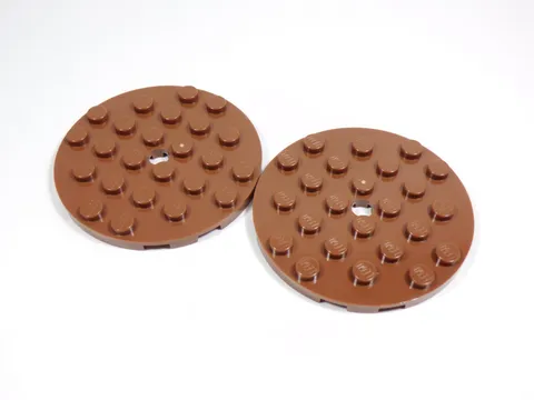LEGO 2 Reddish Brown 6x6 Round Plates O1