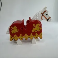 LEGO 2490 Red Horse Barding 4493 White Horse - Vintage See Photos* ! SHIPS FAST