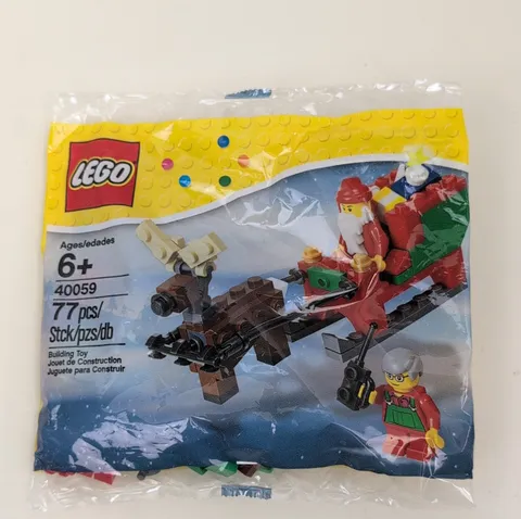 LEGO 40059 Santa Sleigh Reindeer Christmas Holiday Set 77 Pcs Sealed Polybag