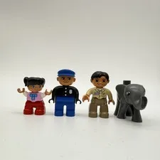 Lego Duplo Figure Toy Lot Of 4 Elephant Zoo Keeper Little Girl And Police