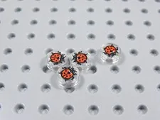 LEGO Lot of 4 Trans Clear 1x1 Round Ladybug Tile Plates Bug Minifig Animal BJ