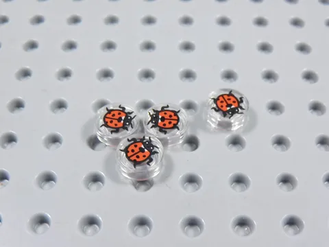 LEGO Lot of 4 Trans Clear 1x1 Round Ladybug Tile Plates Bug Minifig Animal BJ