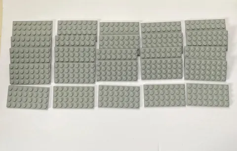 LEGO Part 3035 Plate 4x8, Lot of 25 Plates in Light Bluish Gray NEW