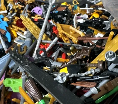 Lego Weapons Lot. 100! Swords, Guns, Axes, Pistols!  misc. lots.