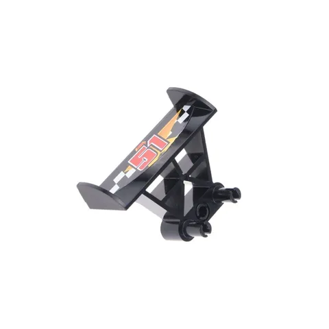 1x LEGO Technic Race Car Spoiler 3x4x6 Black Sticker '51' 30626pb03