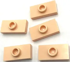 Lego 5 New Light Nougat Plates Modified 1 x 2 with 1 Stud with Jumper Parts