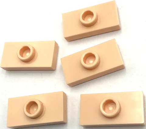 Lego 5 New Light Nougat Plates Modified 1 x 2 with 1 Stud with Jumper Parts