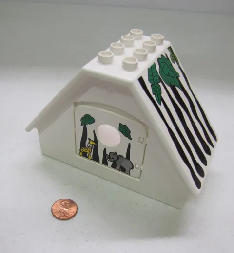Vintage Lego Duplo Jungle Safari Wildlife Park Zoo House Sloped Building 3095