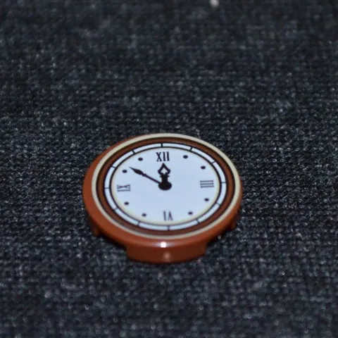 (1) 2x2 BROWN / White Roman Numeral Clock Print Tile ~ New Lego Parts ~