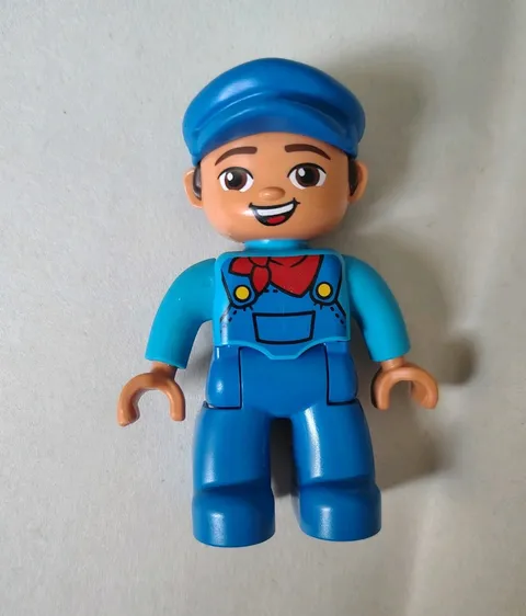 Lego Duplo Figure Train Engineer blue cap red bandana blue overalls