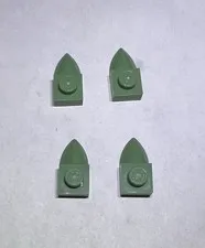 Lego Lot Of 4 Sand Green 1x1 Plate With Tooth Teeth New Part Spike