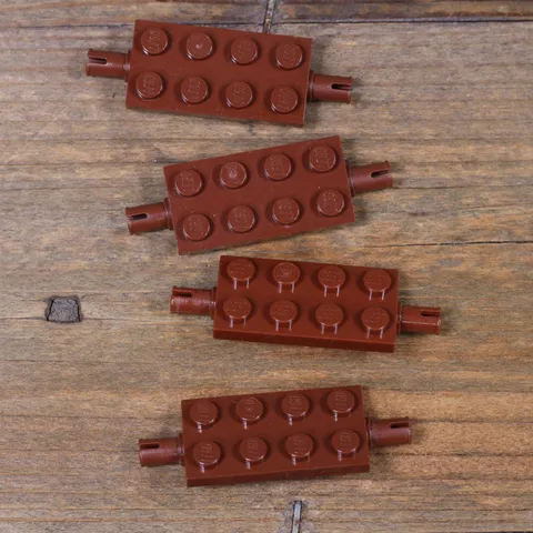 LEGO Reddish Brown Plate 2 x 4 with Pins Part No. 30157 Qty 4