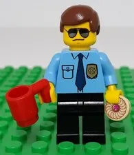 Lego Police Officer Collectible Minifigure With Sunglasses Coffee Mug & Cookie