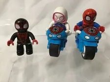 Lego duplo Spiderman, Spider Gwen Stacy and Miles Morales + motorcycles