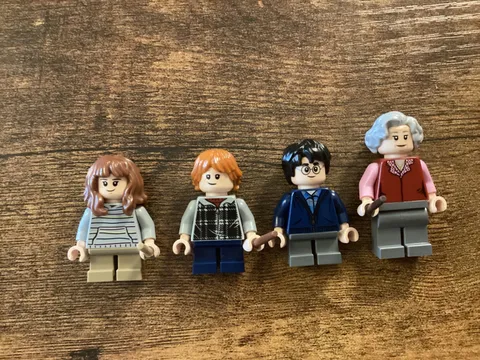Lego Harry Potter Minifigure Lot- Harry, Hermione, Ron Weasley,and Trolley Witch