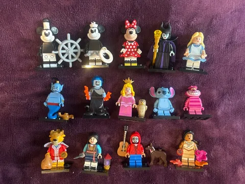 LEGO Disney Minifigures Lot of 14. Mickey, Minnie, Stitch, Cheshire Cat, Mulan