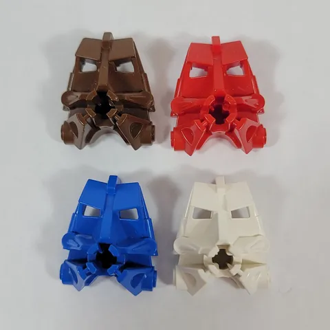 4X LEGO Bionicle Head Connector Block WHITE BROWN RED BLUE Part Lot 32553