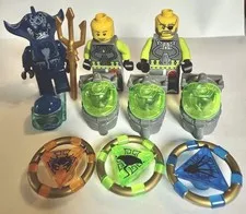 Lego Atlantis Minifigure Lot Manta Warrior Treasure Keys Shield Trident Helmets