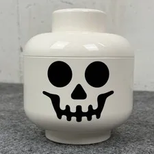 LEGO Storage Head Large White Skeleton Skull Stackable Plastic Container Bin