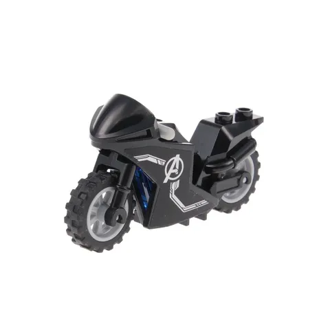 1x LEGO Motorcycle Sport Black Sticker Avengers Logo Wheels Grey 18896 18895pb04