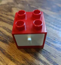 LEGO DUPLO RED 2X2X1.5 FURNITURE CABINET WITH WHITE DRAWER PIECE PART # 4890