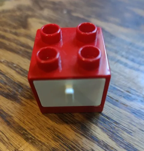 LEGO DUPLO RED 2X2X1.5 FURNITURE CABINET WITH WHITE DRAWER PIECE PART # 4890