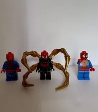 LEGO Spider-Man Minifigure Lot of 3 w/ Gold Arms/Spider Legs Accessories