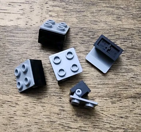LEGO Light Bluish Gray Hinge Brick 2 x 2 Top Plate Black Base QTY 5. 6134, 3937.