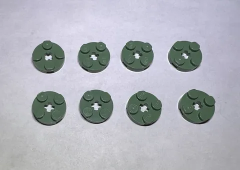 Lego Lot Of 8 Sand Green 2x2 Round Plate Plates New City Part