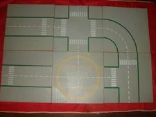 LEGO LOT OF 6 ROAD PLATES RIGHT INTERSECTION TURN