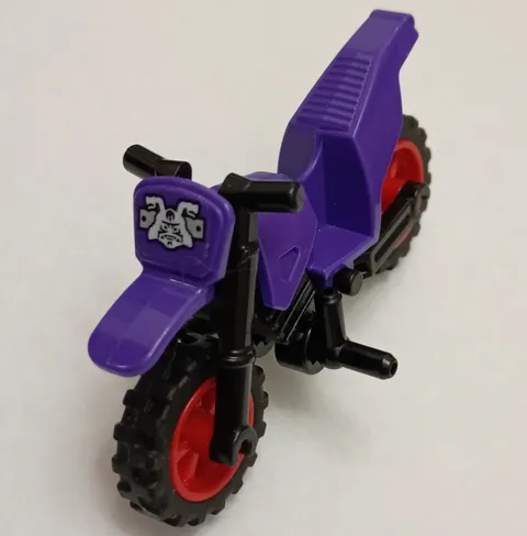 LEGO Motorcycle Vehicle Custom Printed Purple Black Red Wheels Blister Pack 4+