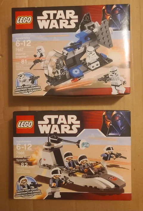 Star Wars LEGO Lot; 7667 Imperial Dropship & 7668 Rebel Scout Speeder; Sealed