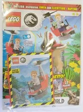 Lego Magazine Jurassic World 3 + Owen with Helicopter and Raptor Minifigure