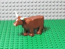 LEGO Movable Neck Cow Figure Part White Horns Blocks and Tiles Set