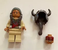 Lego Lone Ranger Minifig lot: Chief Big Bear tlr007 & Red Knee tlr003 Headress
