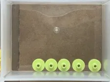 LEGO Parts - Yellowish Green Tile, Round 1 x 1 Bar Pin Hole - No 20482 - QTY 5